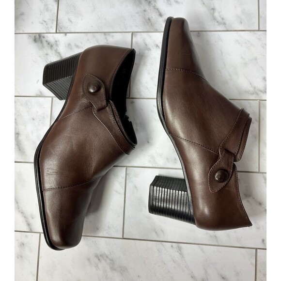 Covington Loafers Womens Shoes Sz 9.5 Brown Leather Block Heel Y2K Retro Regency - Picture 4 of 12